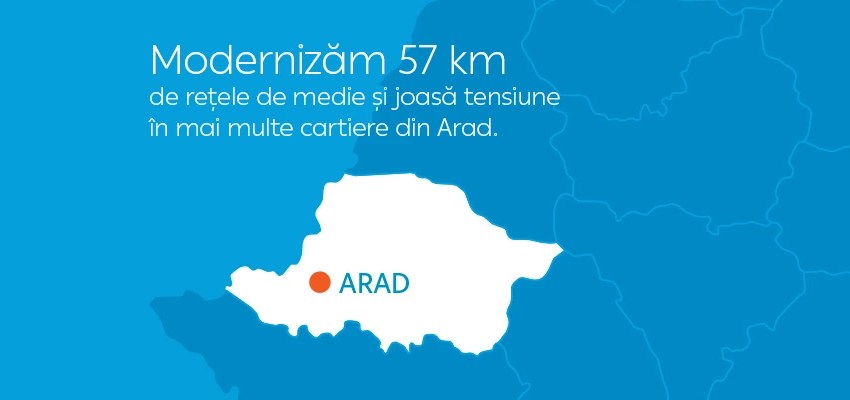 Modernizăm 57 km de rețele de medie și joasă tensiune din județul Arad.